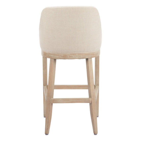 HomeRoots 31" Stylish Beige Upholstered Bar Chair with Natural Wood Base - Comfort for Home & Hospitality 580068