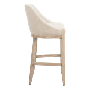 HomeRoots 31" Stylish Beige Upholstered Bar Chair with Natural Wood Base - Comfort for Home & Hospitality 580068