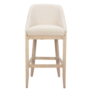HomeRoots 31" Stylish Beige Upholstered Bar Chair with Natural Wood Base - Comfort for Home & Hospitality 580068