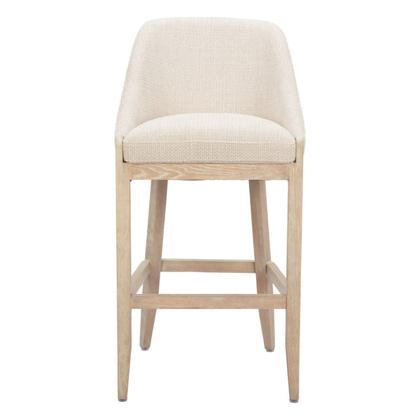 HomeRoots 31" Stylish Beige Upholstered Bar Chair with Natural Wood Base - Comfort for Home & Hospitality 580068
