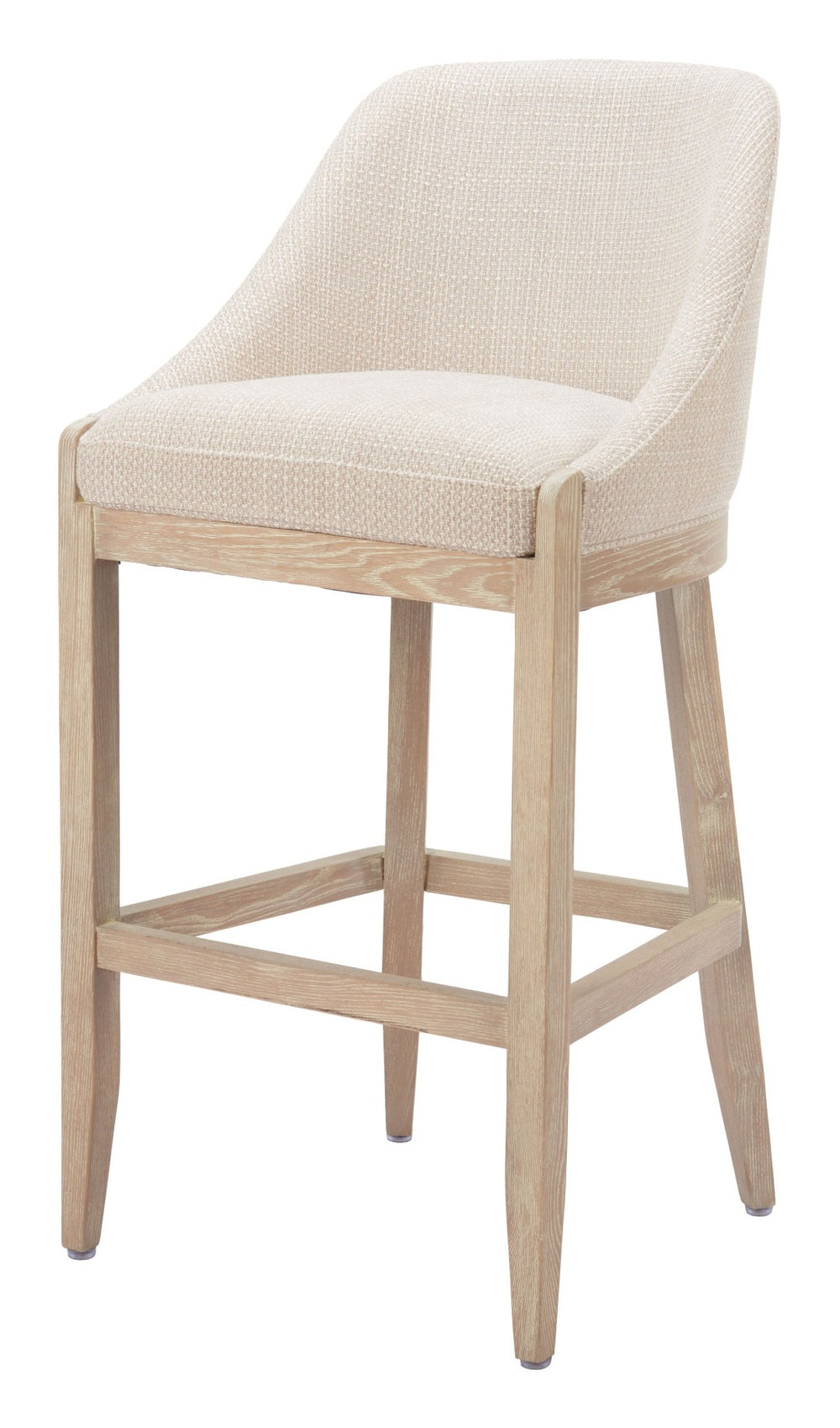 HomeRoots 31" Stylish Beige Upholstered Bar Chair with Natural Wood Base - Comfort for Home & Hospitality 580068