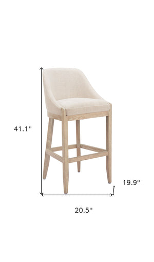 HomeRoots 31" Stylish Beige Upholstered Bar Chair with Natural Wood Base - Comfort for Home & Hospitality 580068
