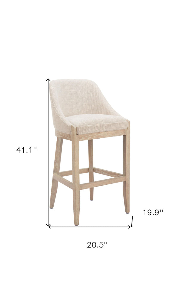 HomeRoots 31" Stylish Beige Upholstered Bar Chair with Natural Wood Base - Comfort for Home & Hospitality 580068