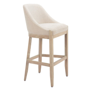 HomeRoots 31" Stylish Beige Upholstered Bar Chair with Natural Wood Base - Comfort for Home & Hospitality 580068
