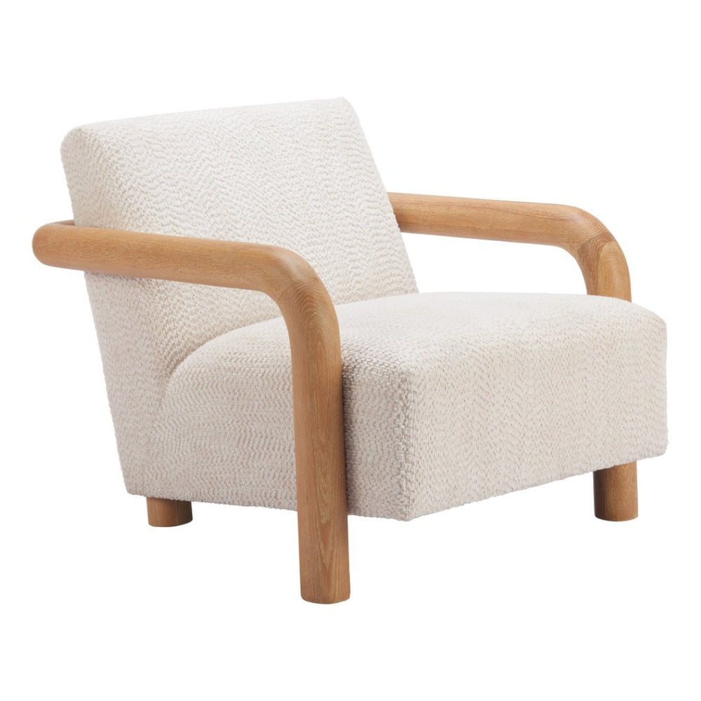 HomeRoots 36" Elegant Upholstered Arm Chair - Modern Comfort with Natural Legs for Home or Office Decor 580069
