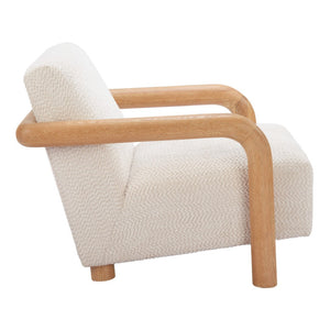 HomeRoots 36" Elegant Upholstered Arm Chair - Modern Comfort with Natural Legs for Home or Office Decor 580069