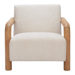 HomeRoots 36" Elegant Upholstered Arm Chair - Modern Comfort with Natural Legs for Home or Office Decor 580069