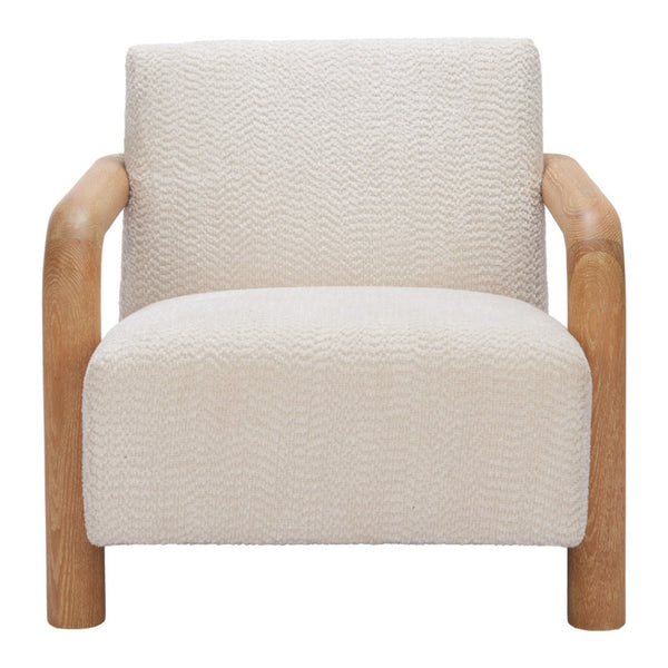 HomeRoots 36" Elegant Upholstered Arm Chair - Modern Comfort with Natural Legs for Home or Office Decor 580069