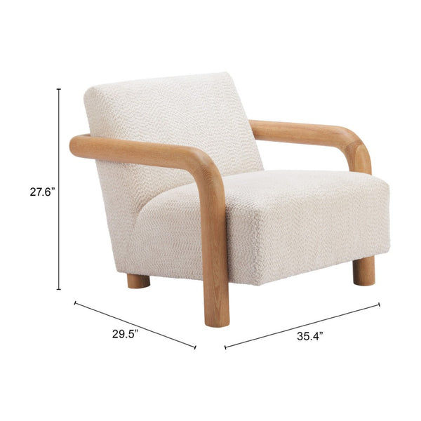 HomeRoots 36" Elegant Upholstered Arm Chair - Modern Comfort with Natural Legs for Home or Office Decor 580069