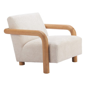 HomeRoots 36" Elegant Upholstered Arm Chair - Modern Comfort with Natural Legs for Home or Office Decor 580069
