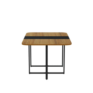 English Elm Modern Dual-surface Dining Table Mdf Top with Marble Wood Grain Black Metal Frame W3875P395610