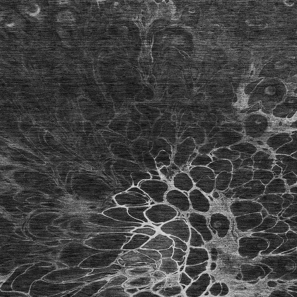 Homeroots 3' Charcoal Gray Silver Abstract Indoor Outdoor Area Rug - Stain Resistant, Washable & Durable Design 3' X 5' Polyester 580070