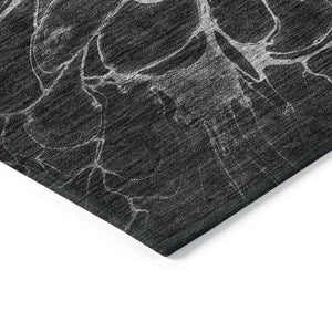 Homeroots 3' Charcoal Gray Silver Abstract Indoor Outdoor Area Rug - Stain Resistant, Washable & Durable Design 5' X 8' Polyester 580071