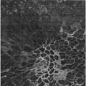 Homeroots 3' Charcoal Gray Silver Abstract Indoor Outdoor Area Rug - Stain Resistant, Washable & Durable Design 8' X 10' Polyester 580073