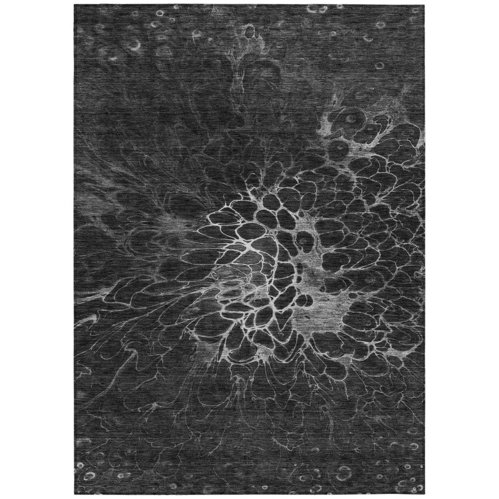 HomeRoots 9' Charcoal Gray and Silver Abstract Area Rug - Stylish, Durable, Washable for Indoor & Outdoor Use 9' X 12' 580074
