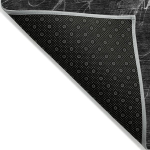 Homeroots 3' Charcoal Gray Silver Abstract Indoor Outdoor Area Rug - Stain Resistant, Washable & Durable Design 9' X 12' Polyester 580074