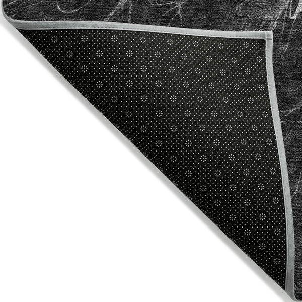 Homeroots 3' Charcoal Gray Silver Abstract Indoor Outdoor Area Rug - Stain Resistant, Washable & Durable Design 9' X 12' Polyester 580074