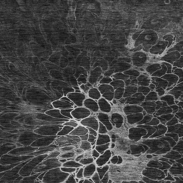 Homeroots 3' Charcoal Gray Silver Abstract Indoor Outdoor Area Rug - Stain Resistant, Washable & Durable Design 10' X 14' Polyester 580075