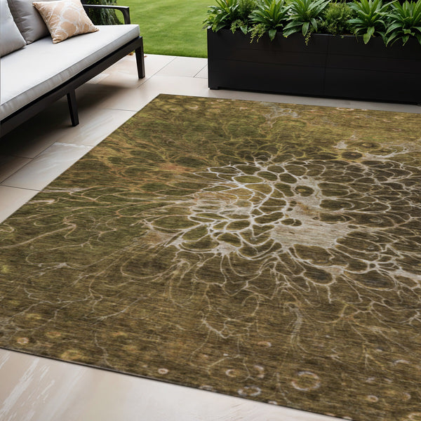 Homeroots 3' Charcoal Gray Silver Abstract Indoor Outdoor Area Rug - Stain Resistant, Washable & Durable Design 5' X 8' Polyester 580077