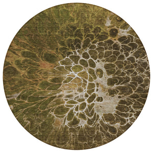HomeRoots 5' Chocolate and Gray Abstract Washable Area Rug for Indoor and Outdoor Spaces, Durable & Stylish 8' Round 580078