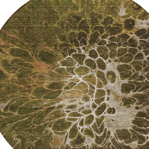 Homeroots 3' Charcoal Gray Silver Abstract Indoor Outdoor Area Rug - Stain Resistant, Washable & Durable Design 8' Round Polyester 580078