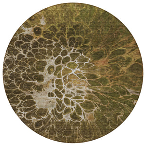 Homeroots 3' Charcoal Gray Silver Abstract Indoor Outdoor Area Rug - Stain Resistant, Washable & Durable Design 8' Round Polyester 580078