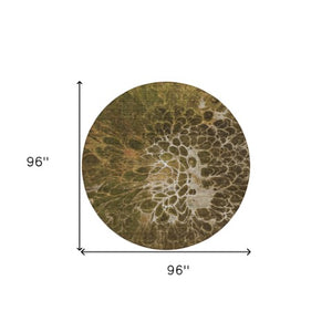 Homeroots 3' Charcoal Gray Silver Abstract Indoor Outdoor Area Rug - Stain Resistant, Washable & Durable Design 8' Round Polyester 580078