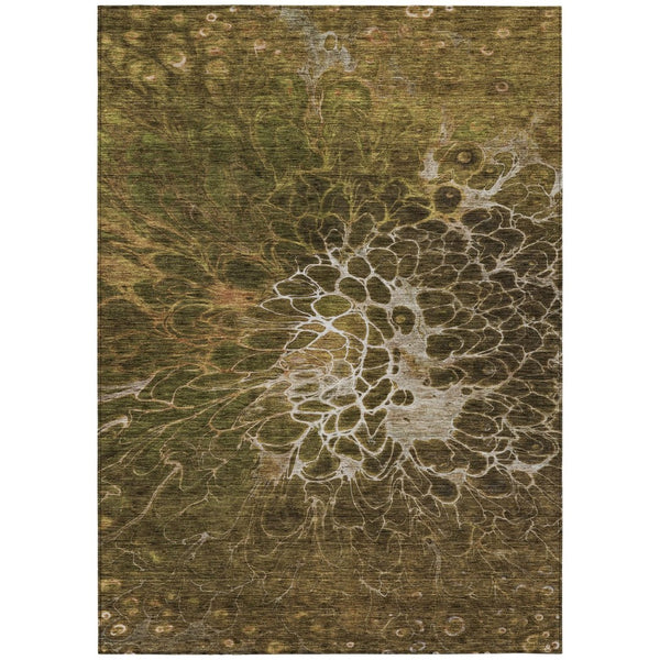 HomeRoots 9' Chocolate and Gray Abstract Area Rug - Stylish, Washable Design for Indoor and Outdoor Use 9' X 12' 580080