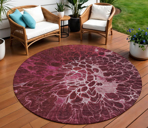 Homeroots 3' Charcoal Gray Silver Abstract Indoor Outdoor Area Rug - Stain Resistant, Washable & Durable Design 8' Round Polyester 580084