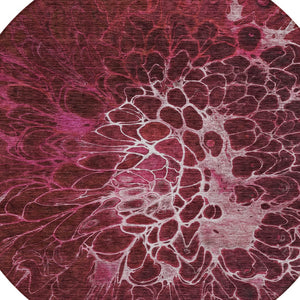 Homeroots 3' Charcoal Gray Silver Abstract Indoor Outdoor Area Rug - Stain Resistant, Washable & Durable Design 8' Round Polyester 580084