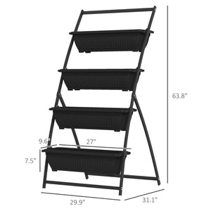 English Elm Outdoor Four Tier Vertical Garden Planter Steel Frame Raised Bed for Patio Balcony T3971P422047