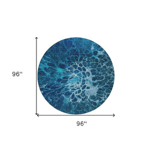 Homeroots 3' Charcoal Gray Silver Abstract Indoor Outdoor Area Rug - Stain Resistant, Washable & Durable Design 8' Round Polyester 580090