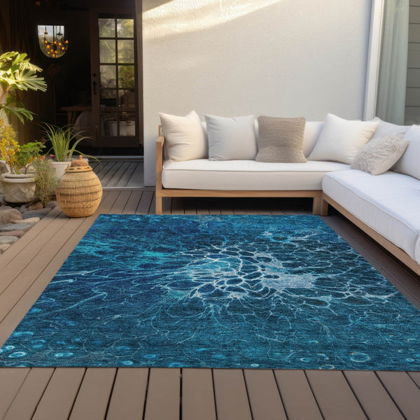 Homeroots 3' Charcoal Gray Silver Abstract Indoor Outdoor Area Rug - Stain Resistant, Washable & Durable Design 9' X 12' Polyester 580092