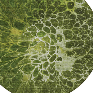 Homeroots 3' Charcoal Gray Silver Abstract Indoor Outdoor Area Rug - Stain Resistant, Washable & Durable Design 8' Round Polyester 580096