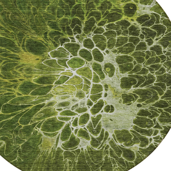 Homeroots 3' Charcoal Gray Silver Abstract Indoor Outdoor Area Rug - Stain Resistant, Washable & Durable Design 8' Round Polyester 580096