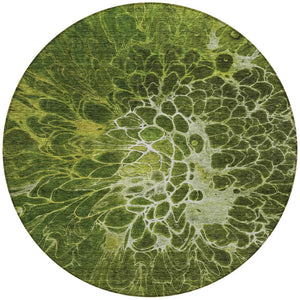 Homeroots 3' Charcoal Gray Silver Abstract Indoor Outdoor Area Rug - Stain Resistant, Washable & Durable Design 8' Round Polyester 580096