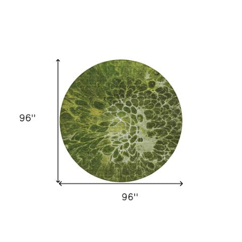 Homeroots 3' Charcoal Gray Silver Abstract Indoor Outdoor Area Rug - Stain Resistant, Washable & Durable Design 8' Round Polyester 580096