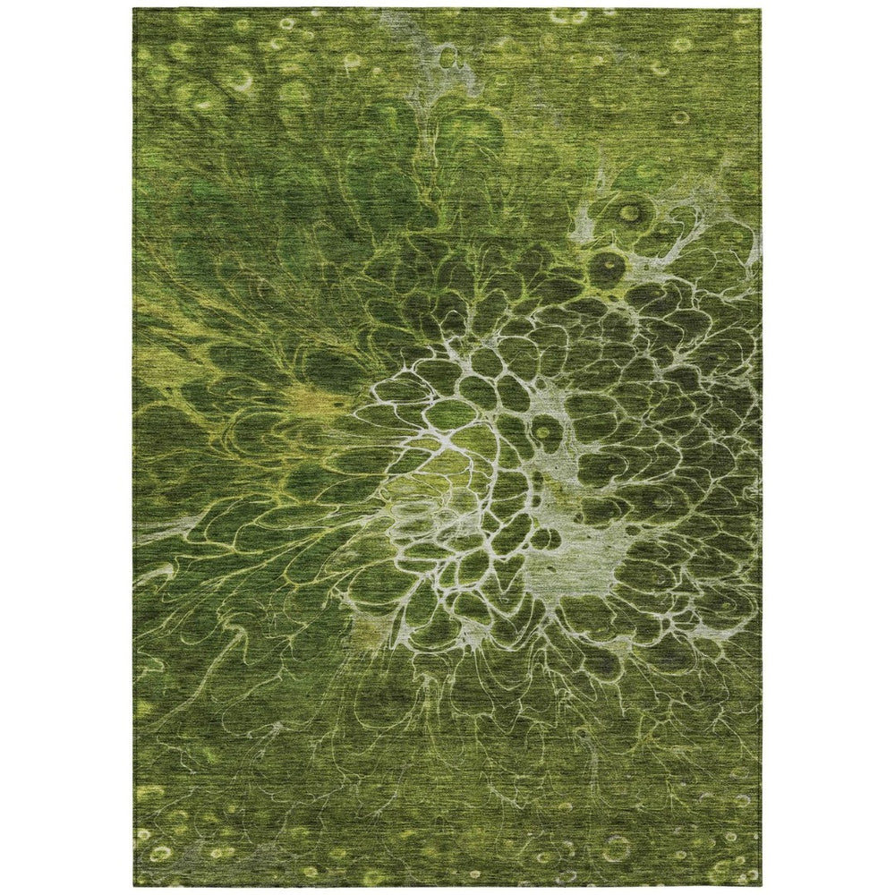 HomeRoots 5' Olive Green and Sage Abstract Washable Area Rug – Durable, Stylish, Perfect for Indoor/Outdoor Use 8' X 10' 580097