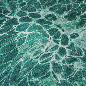 Homeroots 3' Charcoal Gray Silver Abstract Indoor Outdoor Area Rug - Stain Resistant, Washable & Durable Design 8' Round Polyester 580102