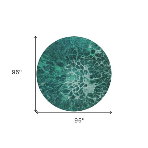 Homeroots 3' Charcoal Gray Silver Abstract Indoor Outdoor Area Rug - Stain Resistant, Washable & Durable Design 8' Round Polyester 580102