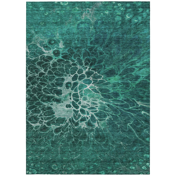 Homeroots 3' Charcoal Gray Silver Abstract Indoor Outdoor Area Rug - Stain Resistant, Washable & Durable Design 8' X 10' Polyester 580103