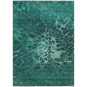 HomeRoots 9' Vibrant Teal Blue Abstract Area Rug – Stylish, Washable Design for Indoor & Outdoor Spaces 9' X 12' 580104