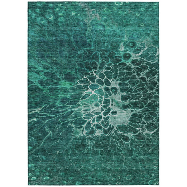 HomeRoots 9' Vibrant Teal Blue Abstract Area Rug – Stylish, Washable Design for Indoor & Outdoor Spaces 9' X 12' 580104