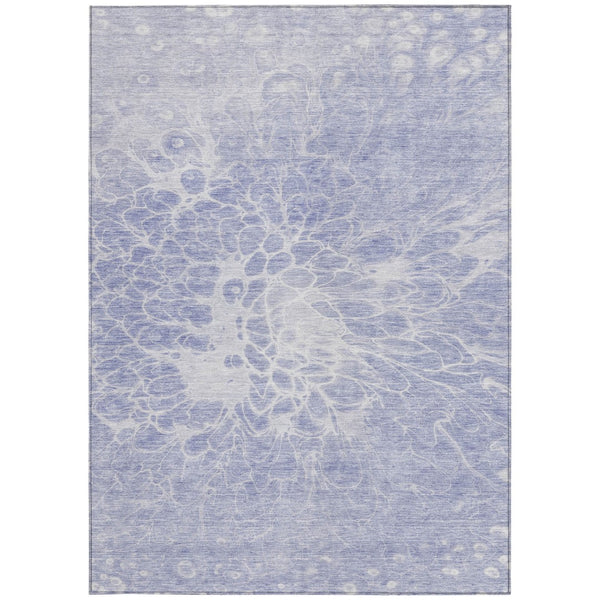 Homeroots 3' Stylish Abstract Lavender And Ivory Washable Area Rug For Indoor Or Outdoor Use, Durable Design 3' X 5' Polyester 580106