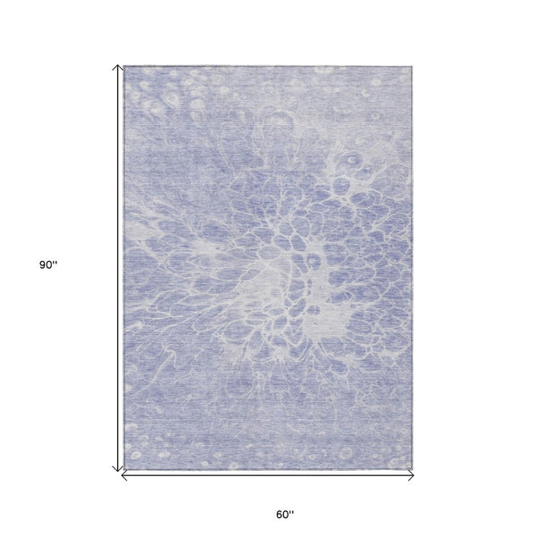 HomeRoots 5' Abstract Indoor Outdoor Area Rug in Lavender, Ivory & Lilac – Durable, Washable & Stylish Design 5' X 8' 580107