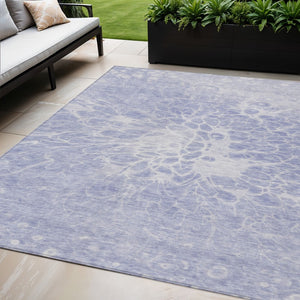 HomeRoots 5' Abstract Indoor Outdoor Area Rug in Lavender, Ivory & Lilac – Durable, Washable & Stylish Design 5' X 8' 580107