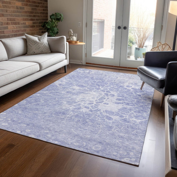 HomeRoots 5' Abstract Indoor Outdoor Area Rug in Lavender, Ivory & Lilac – Durable, Washable & Stylish Design 5' X 8' 580107