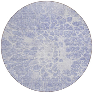 Homeroots 3' Stylish Abstract Lavender And Ivory Washable Area Rug For Indoor Or Outdoor Use, Durable Design 8' Round Polyester 580108