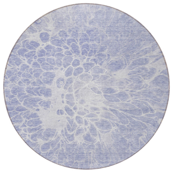 Homeroots 3' Stylish Abstract Lavender And Ivory Washable Area Rug For Indoor Or Outdoor Use, Durable Design 8' Round Polyester 580108