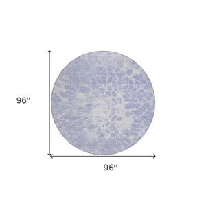 Homeroots 3' Stylish Abstract Lavender And Ivory Washable Area Rug For Indoor Or Outdoor Use, Durable Design 8' Round Polyester 580108